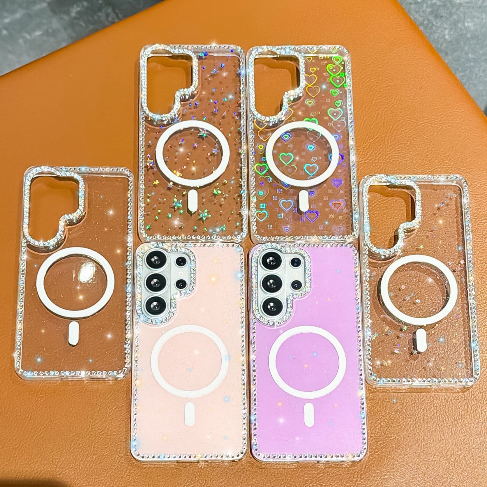 Compatible with Samsung S26 Ultra Case N52 Gauss Magnetic S25 Plus Luxury Sparkle Diamond Heart S24 Cross-border