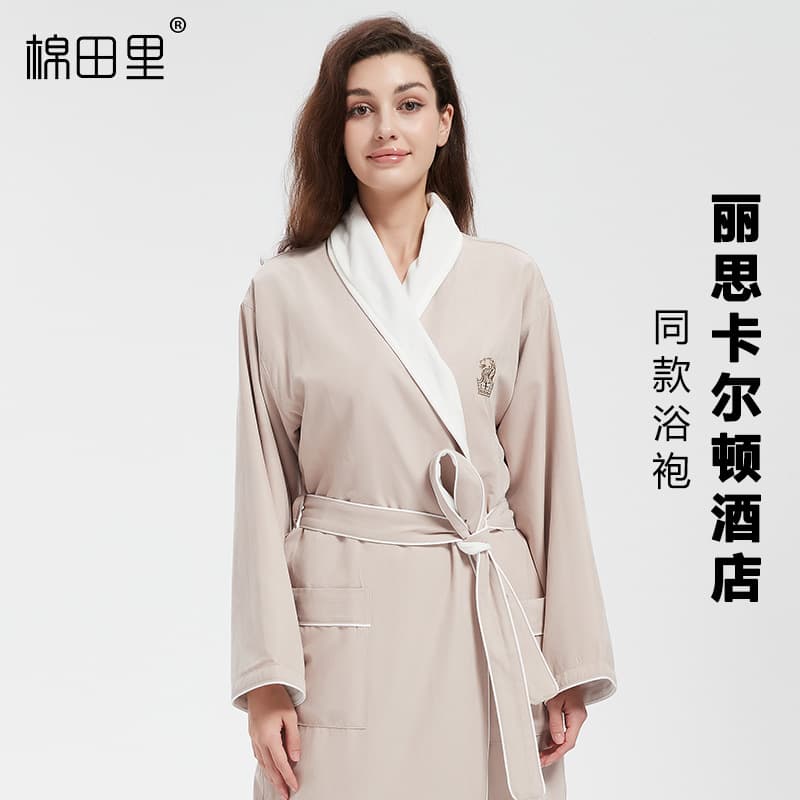 Wholesale five-star hotel bathrobe, double layer thickened B&B hotel bathrobe, absorbent bathrobe, beauty salon nightgown for women