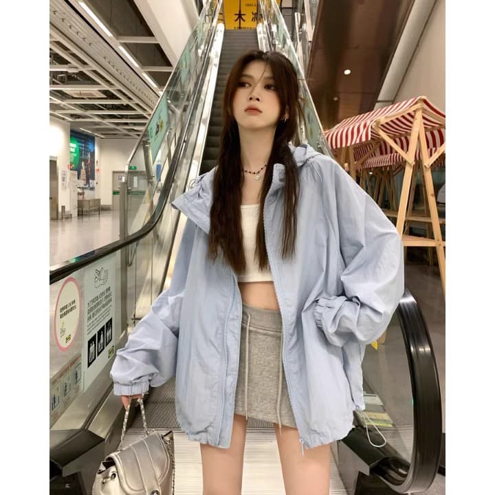 Hooded Sun Protection Jacket for Women, Summer 2026 New Style, Loose and Lazy Style, Versatile Casual Cardigan, Drawstring Jacket Top