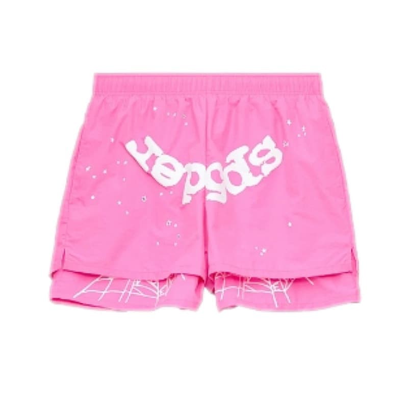 Sp5der 5-Inch Athletic Shorts Men 555555 Rhinestone Letter Streetwear Loose Casual Cross-Border Men's Pants