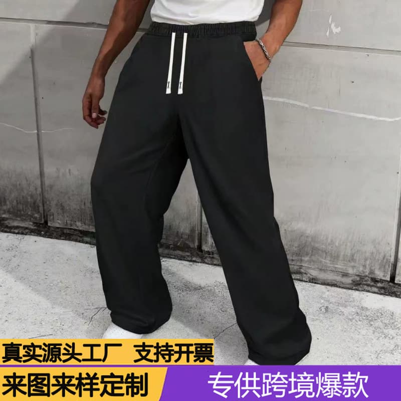 Men's Straight-Leg Casual Sweatpants with Draped Fit for Spring and Fall, Loose Sports Trousers for Amazon Cross-Border Sales in Europe and America