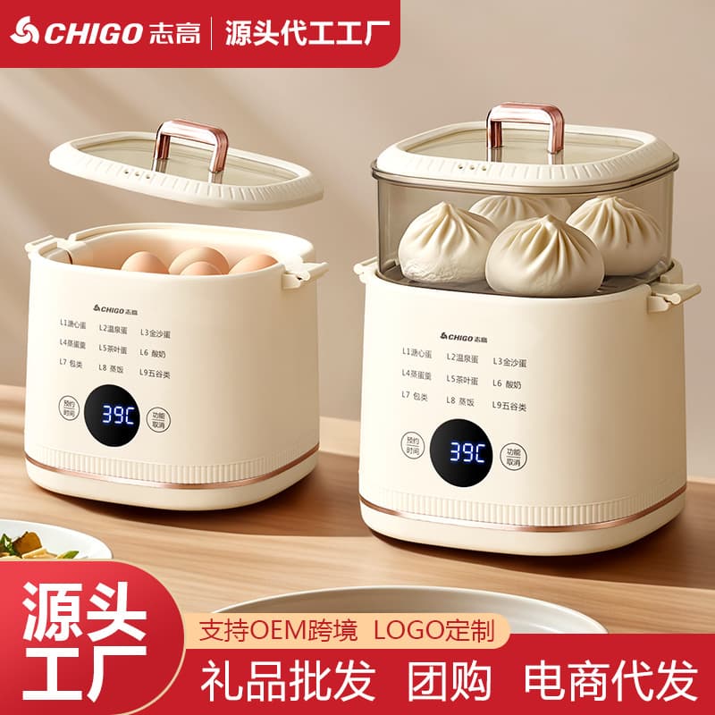 Chigo Egg Steamer Auto Shut-off Egg Cooker Household Egg Custard Multi-functional Appliance Dorm Small Mini Breakfast Machine