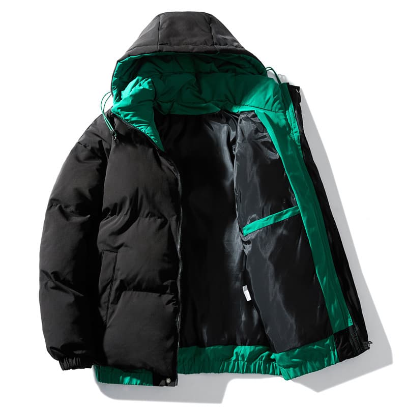 Men's Winter Cotton Jacket Trendy Youth Faux Two-Layer Thick Padded Coat Loose Fit
