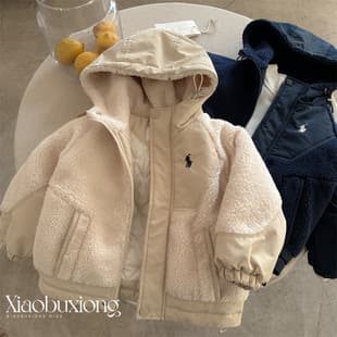 Thick Warm Boys Sherpa Fleece Coat Hooded Cotton Padded Kids Autumn Winter 2026 New Style Boys Winter Cotton Jacket