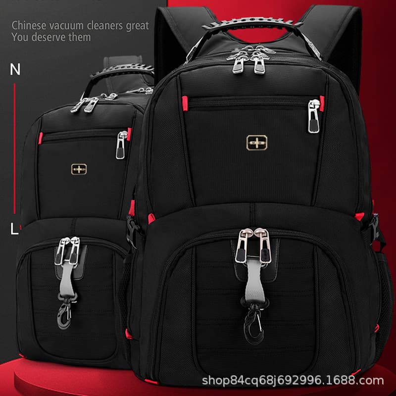 Simplified Double Shoulder Bag for Men Business Travel Large Capacity 17 Inch Unisex Backpack Oxford Cloth Pure Color Physiologi