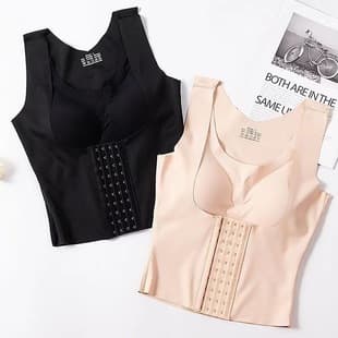 Waist Training Shapewear Sports Bra for Women, Shockproof, Wearable as Outerwear, Fitness Bra with Pads, Button Closure, Back-Smoothing Shapewear