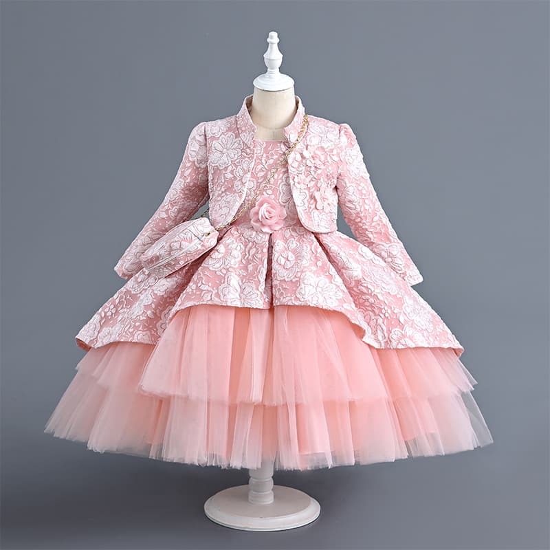 Girls Princess Dress Set Child Size Large Mesh Skirt Autumn Winter Princess Evening Gown Cotton Polyester Blend Child Dress