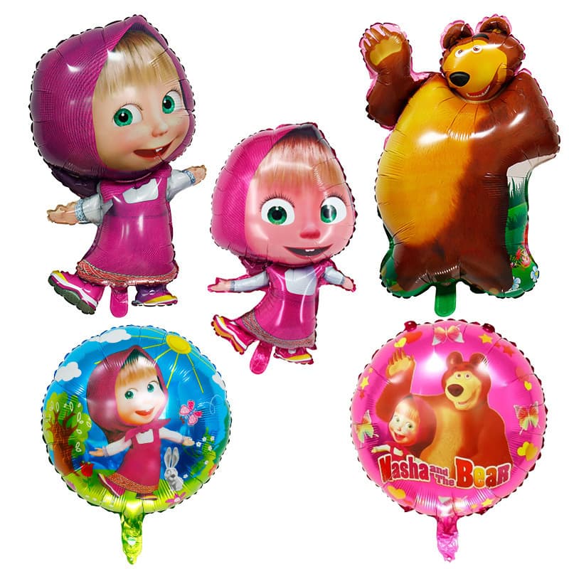 New Masha and the Bear aluminum film balloons children's toy theme birthday party decoration cartoon style balloons wholesale