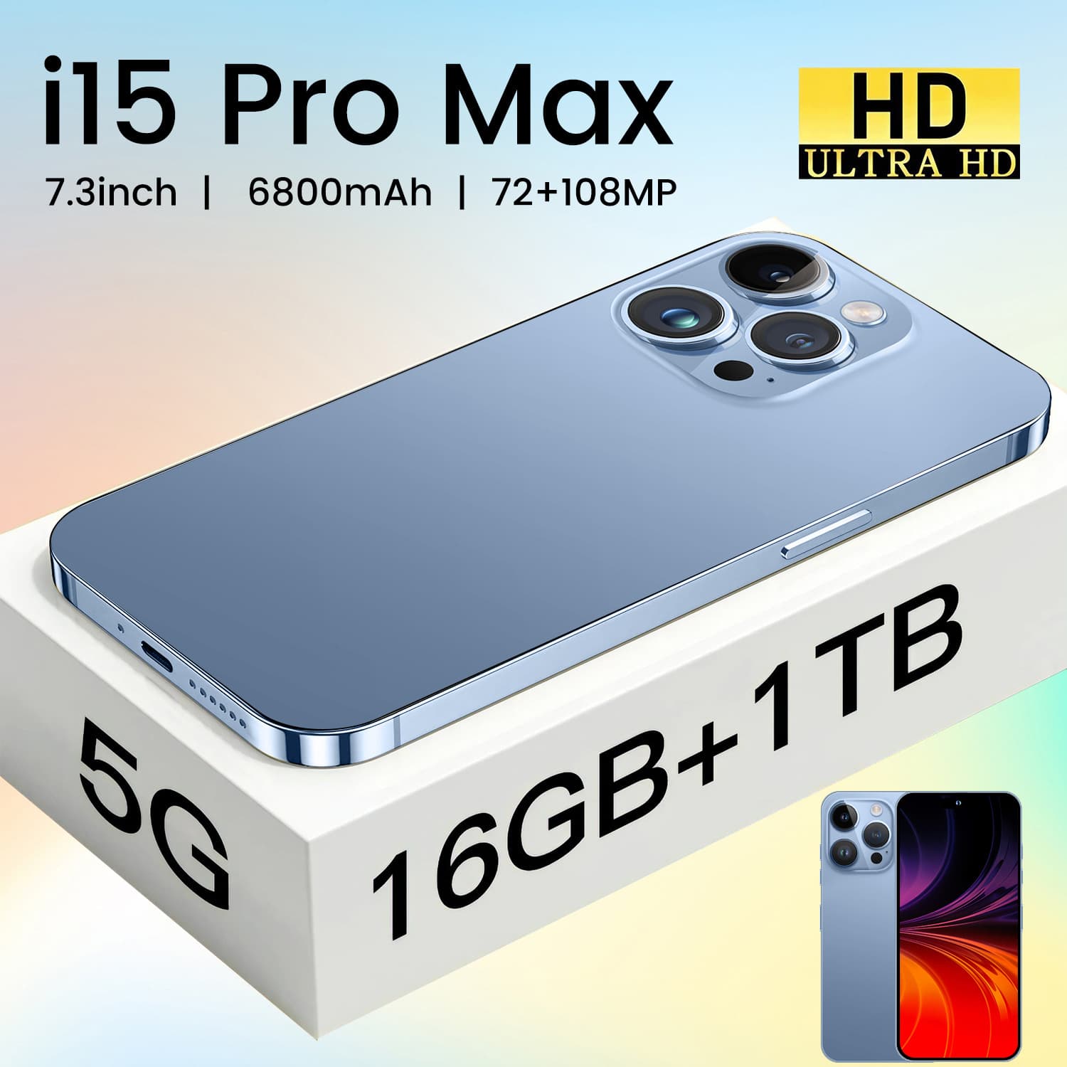 i15promax Cross-border Foreign Trade Smart Island Real 4G Android 7.3 "4 64G Smartphone Low Price in stock