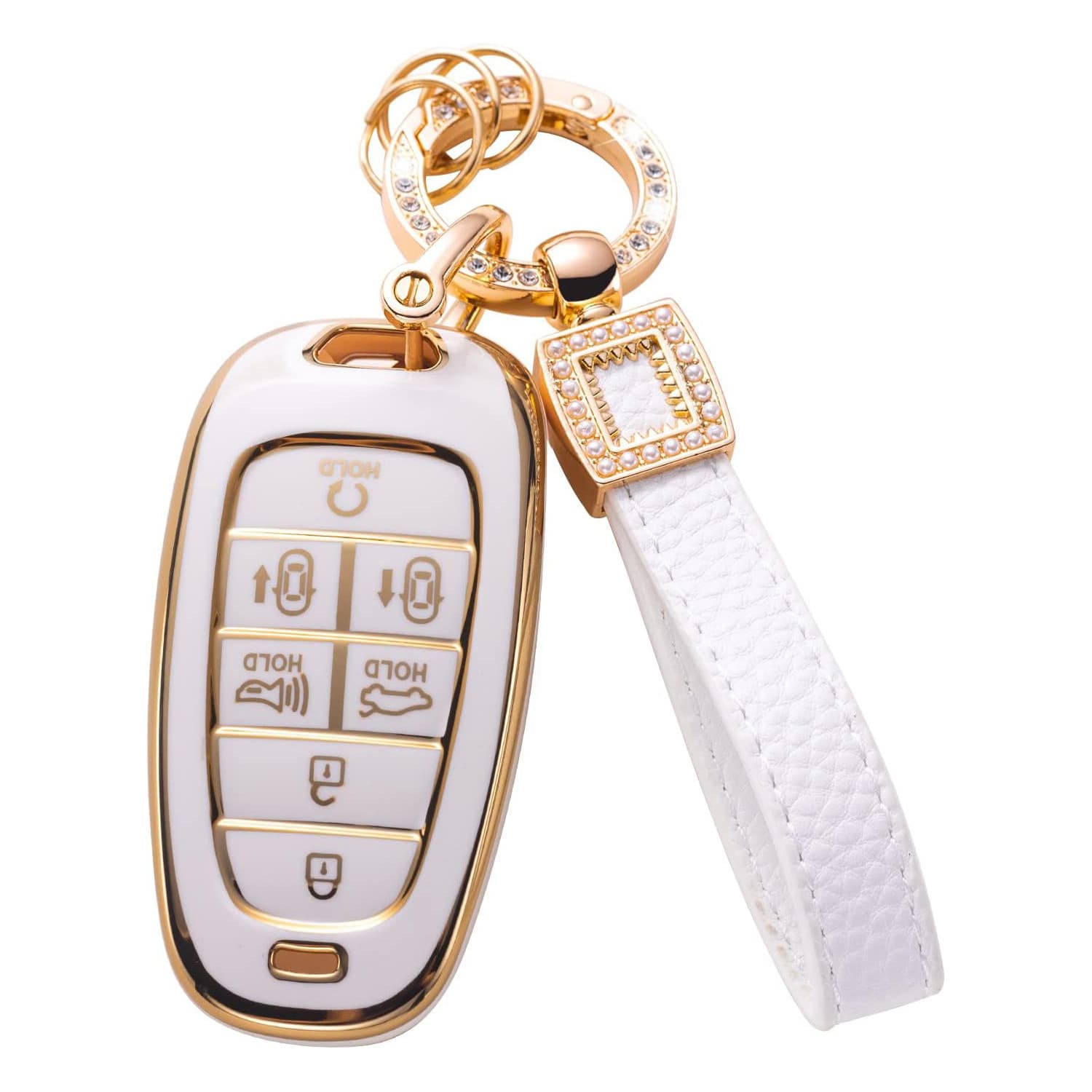 Gold Trim Car Key Case Pendant Keychain Pearl Key Ring Amazon Wholesale Car Key Cover