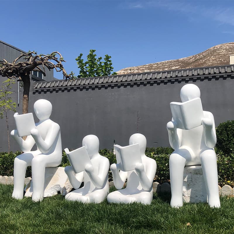 Fiberglass Abstract Creative Reading Figure Sculpture Campus Cultural Statue Outdoor Garden Landscape Square Decoration