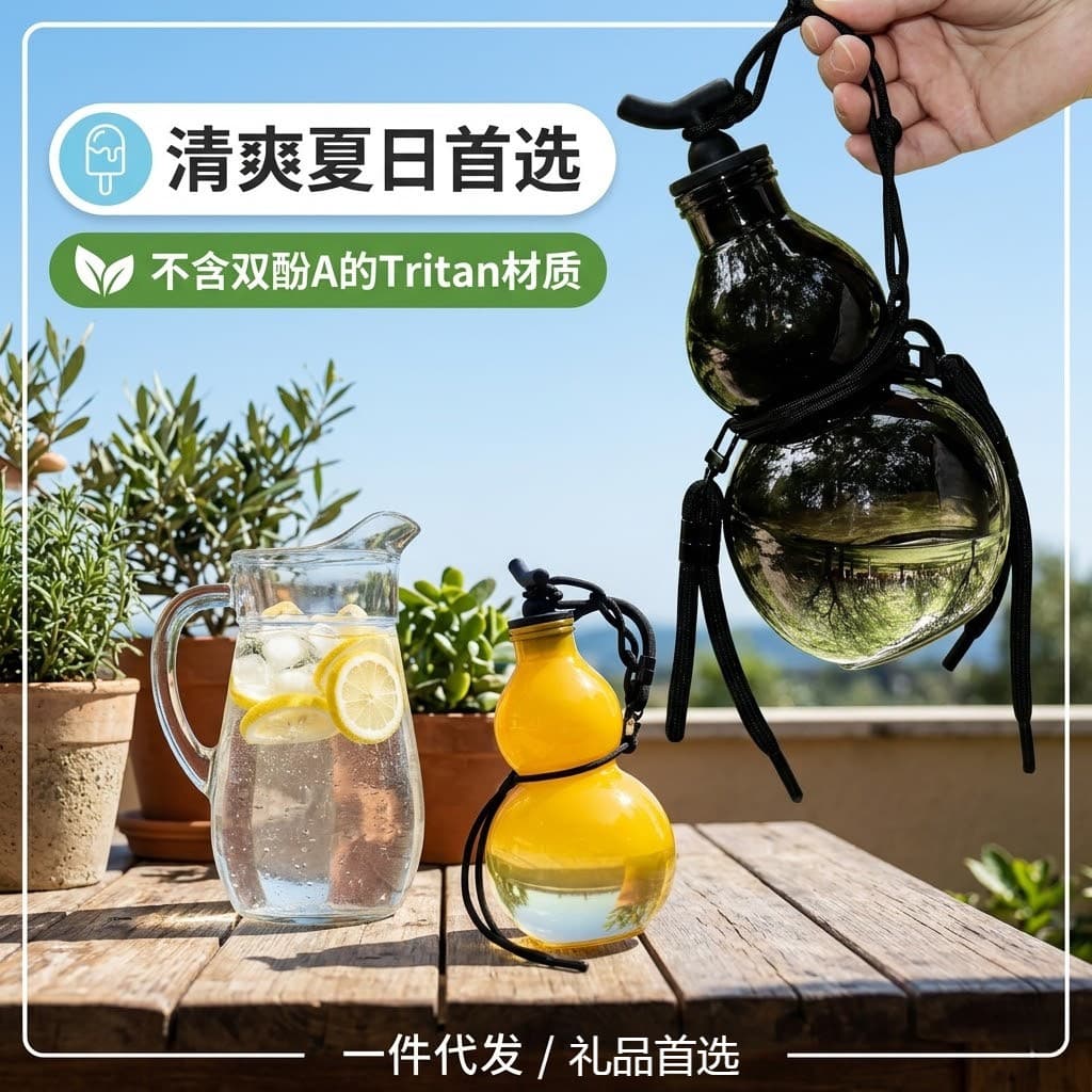 Tritan gourd kettle high-looking sports water cup large capacity outdoor student portable anti-fall internet celebrity water bottle