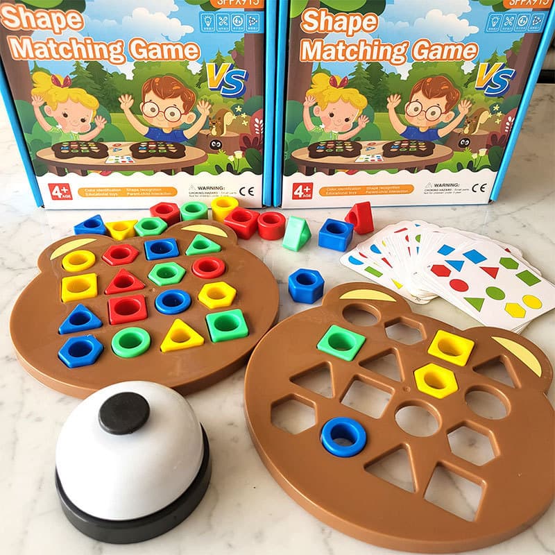 Cross-Border Hot Selling Children's Early Education Bear Geometric Shape Matching Montessori Educational Building Blocks Parent-Child Interactive Game