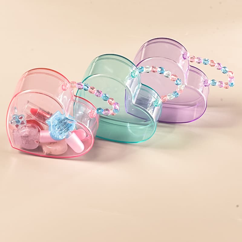 Factory direct supply transparent plastic empty box makeup box hair accessories packaging Halloween portable heart-shaped box cosmetics