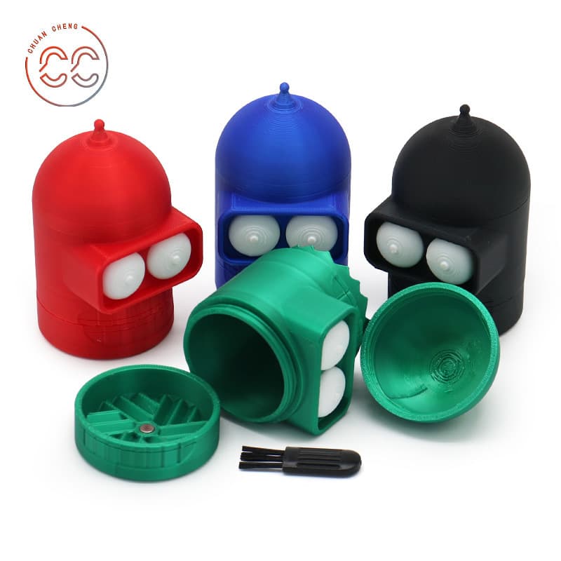 New 3D Printing Technology Cartoon Design Storage Grinder Plastic Tobacco Crusher Portable Smoking Accessories Wholesale
