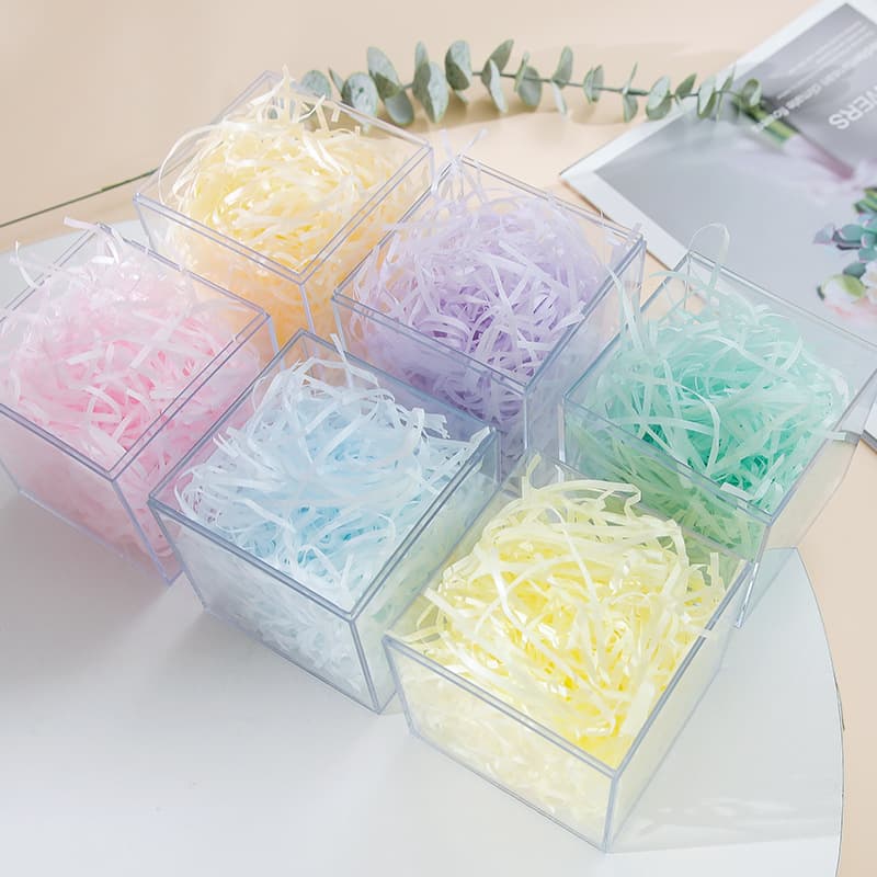 Manufacturer Wholesale by Jin Crinkle Paper Thread Fruit Gift Box Packaging Filler Colored Shredded Red Paper Thread Long Strand Raffia