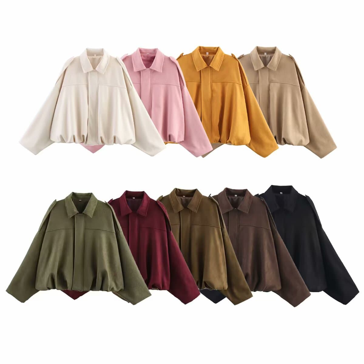 Cross-border European and American women's clothing, AliExpress best-selling nine-color velvet textured lapel loose bomber jacket.