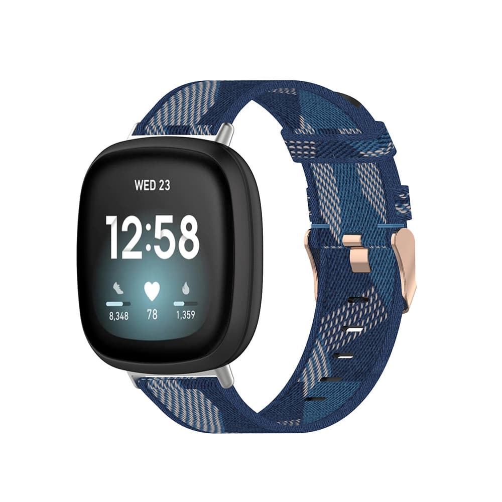 Nylon Canvas Woven Bracelet Fitbit Versa3 Sense Metal Buckle Universal Size Fitness Tracker Band Customizable Special Interface