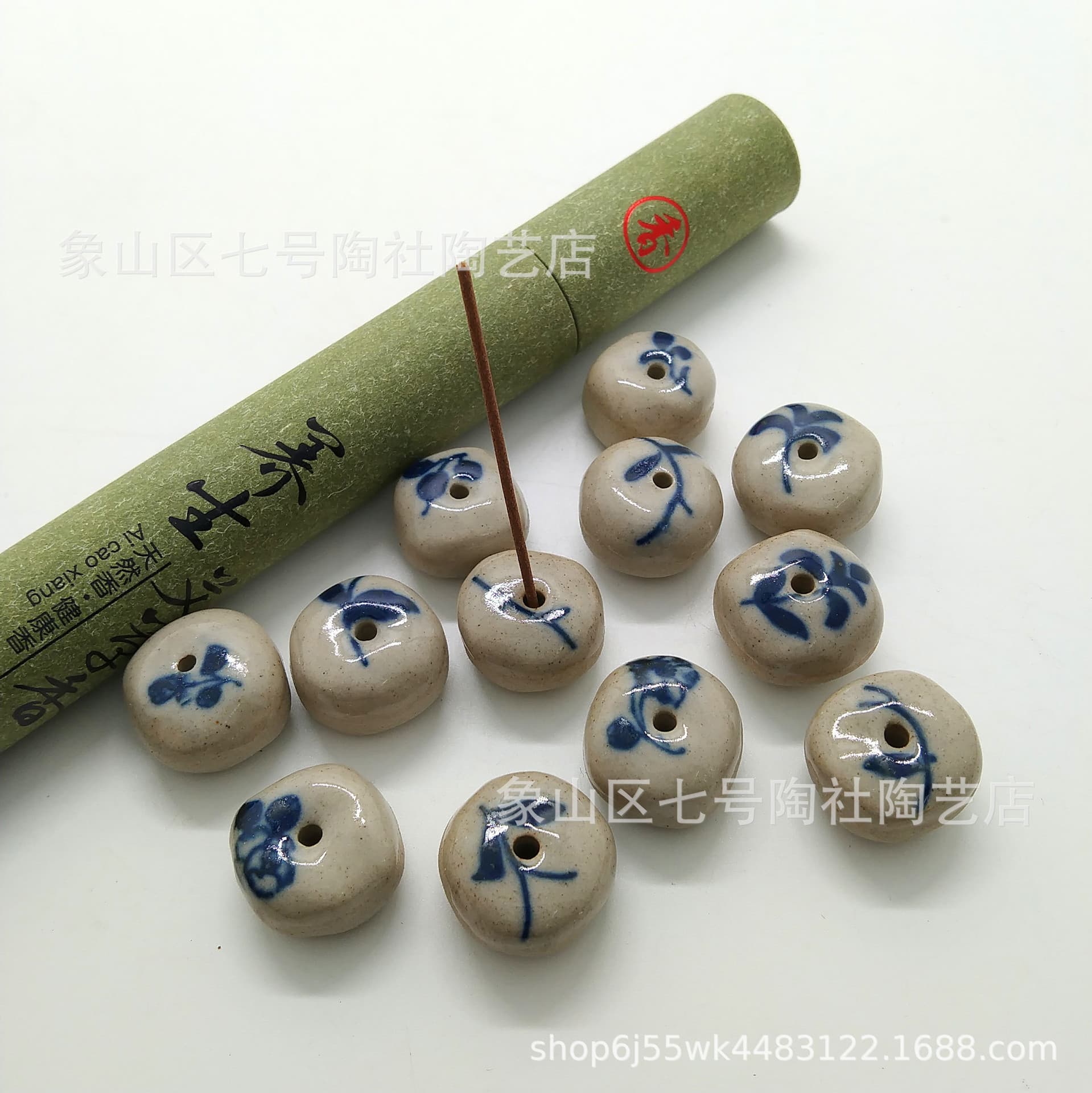 Handmade Ceramic Incense Holder Mini Stick Stand Vintage Blue and White Pottery Incense Burner Mini Tray Wholesale