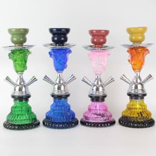 Cross-border Hot Selling Arabic Hookah Shisha Pipe Single Double Tube Glass Water Pipe