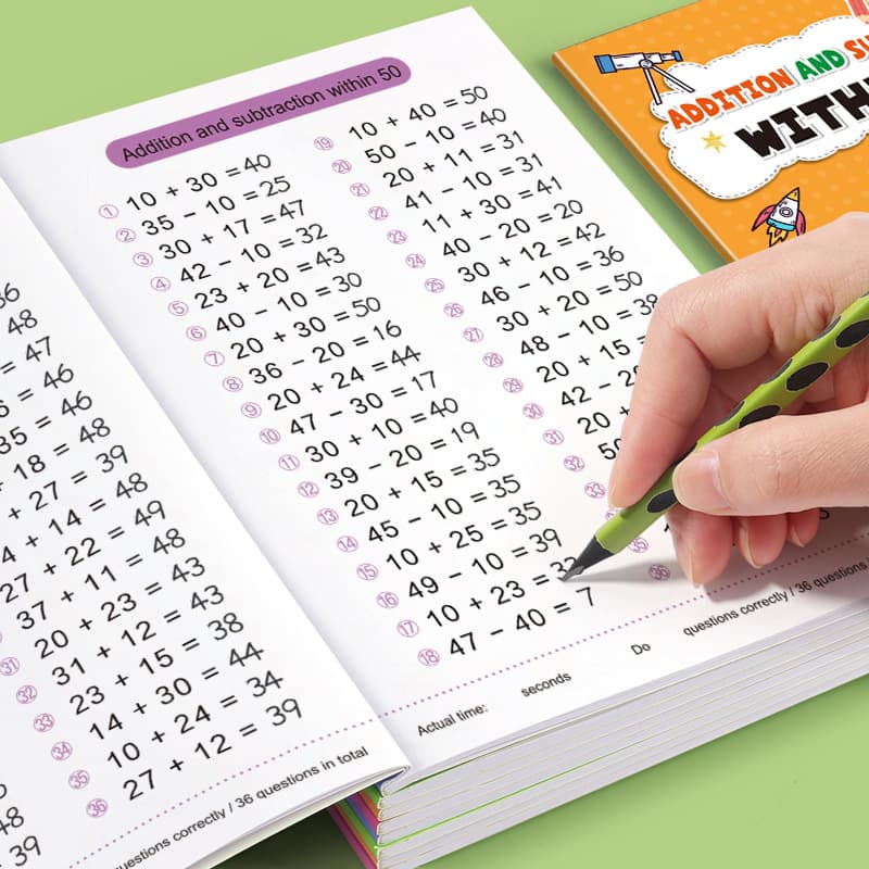 Cross-border Preschool to Elementary Math Addition and Subtraction Enlightenment Training: Tracing Books for Calculations within 10, 20, 50, and 100