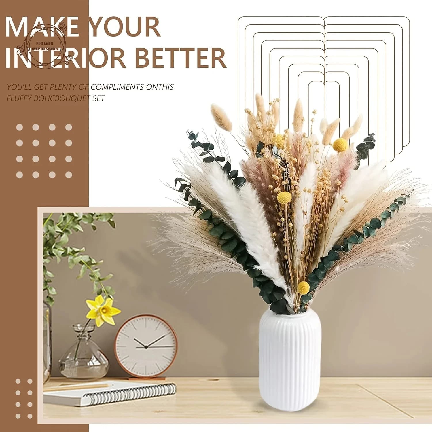 Dried Flowers Real Eucalyptus Leaves Cotton Bouquet DIY Reed Light Luxury Living Room Decoration Ins Style Ornament