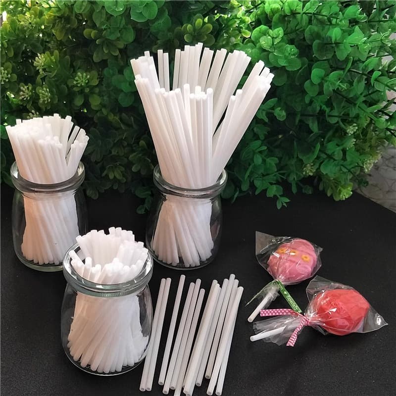 Manufacturer wholesale lollipop plastic hollow stick can DIY white PP tube candy baking cake insert tube customization