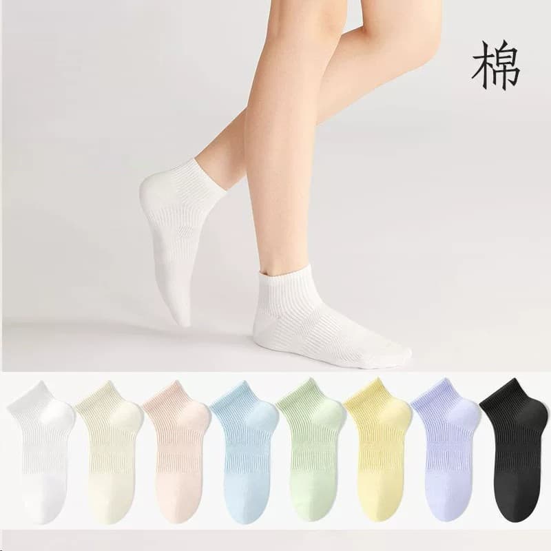 Women's Mesh Waistband Short Socks Summer Thin Breathable Mid-Calf Socks Dopamine Color Pure Cotton Socks Black and White Women's Socks