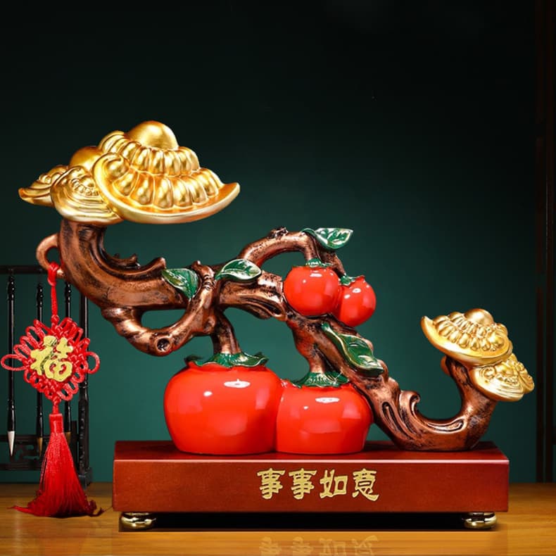 New Chinese Style Persimmon "Everything Goes Well" Entryway Ornament, Living Room TV Cabinet/Bar/Office Decor