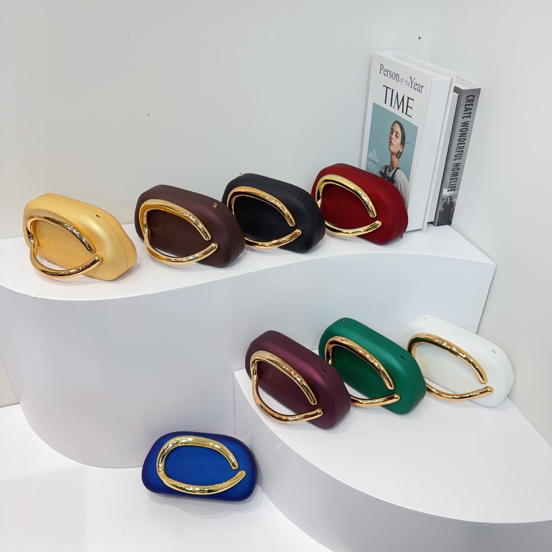 European and American Cross-Border Trend Classic Round Box Clutch Evening Bag Acrylic Bag Retro Metal Handle Shoulder Crossbody