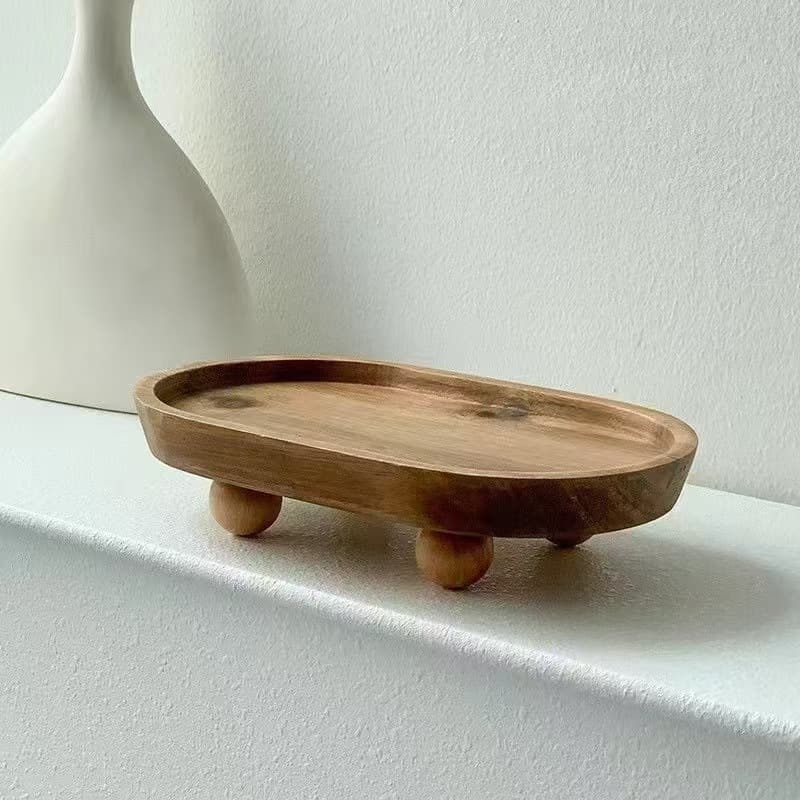 Wooden Tray Home Decorative Tray Candle Holder Tray Wooden Snack Plate Wood Candle Tray Solid Wood Tray