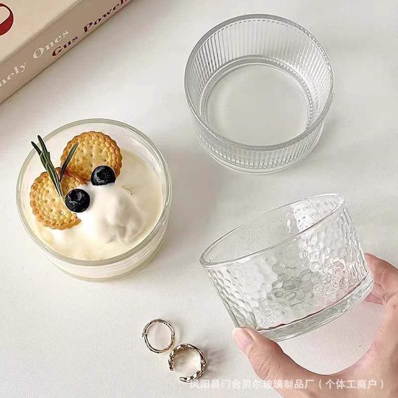 Glass Bowl Stripe Bowl Hammered Bowl Snack Bowl Ice Cream Bowl Dried Fruit Bowl Nut Bowl Dessert Bowl Salad Bowl Home Use