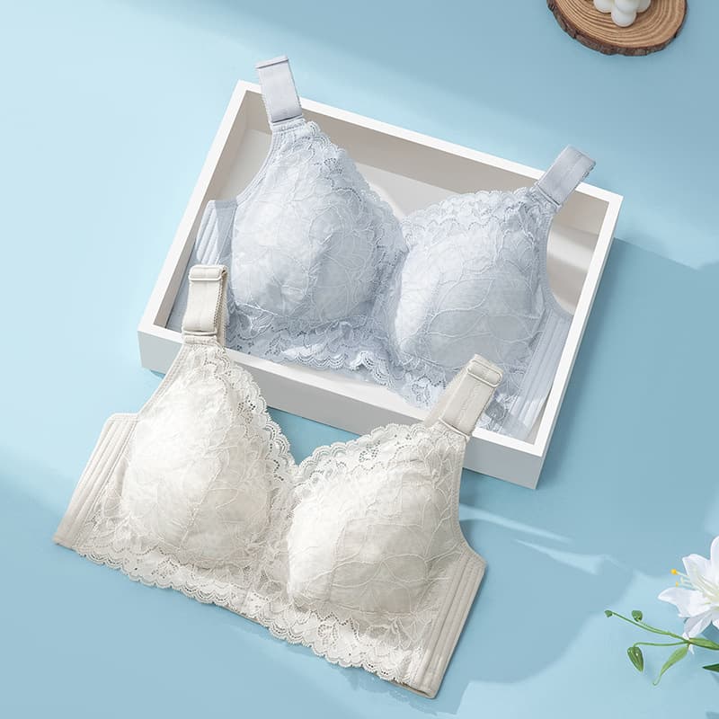 Thin underwear for women with big breasts, small breasts, secondary breasts, anti-sagging, pure cotton full cup adjustable large size bra