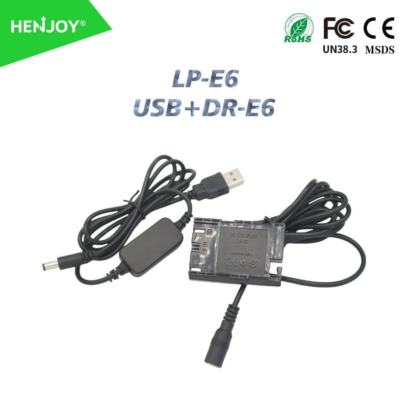 Compatible with Canon LP-E6 USB Simulated Dummy Battery Box ACK-E6 DR-E6 Camera Power Supply