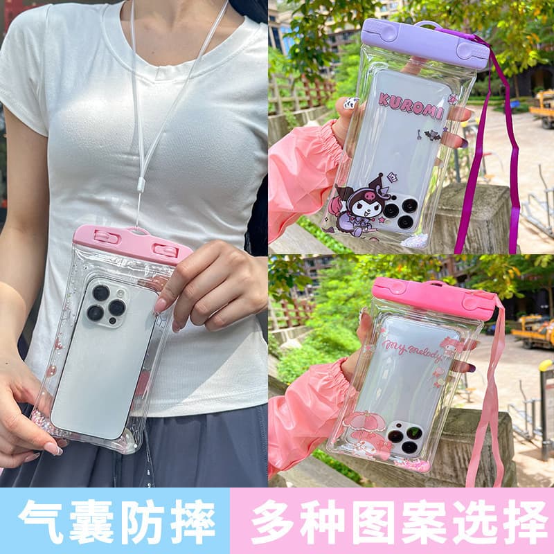 Waterproof Touchscreen Mobile Phone Bag for Swimming And Diving Neck Hanging Inflatable Cartoon PVC ABS Material Protective Case