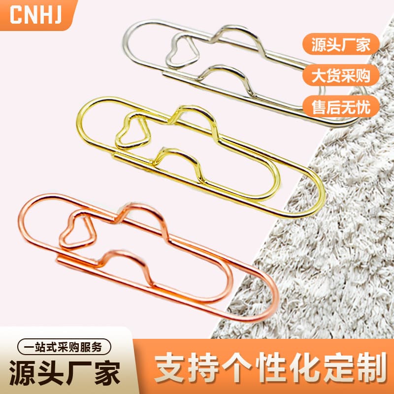Cross-border Metal Heart-shaped Pen Clips and Paper Clips Wholesale, Cultural Planner Heart Pen Clasps and Writing Holders