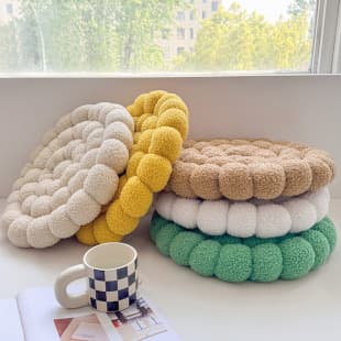 Japanese Teddy Velvet Round Cookie Cushion Circle Mat Tatami Mat Office Chair Cushion Seat Pad Customizable
