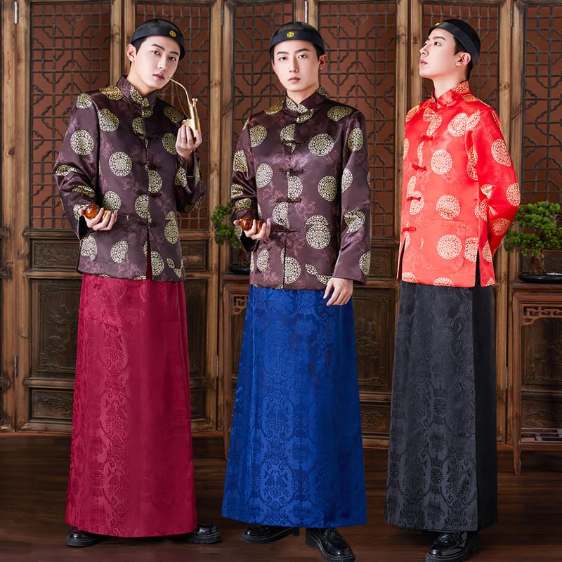 Film and television costumes for men in Tang Dynasty style, Republican era Shanghai, long gowns, long robes, mandarin jackets, old masters, shopkeepers, young masters, landlords, and Qing Dynasty performance costumes.
