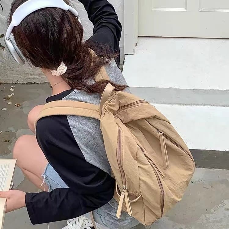 Lightweight Versatile Backpack Premium Minimalist Korean Style Large Capacity Waterproof Outdoor Breathable Nylon School Bag
