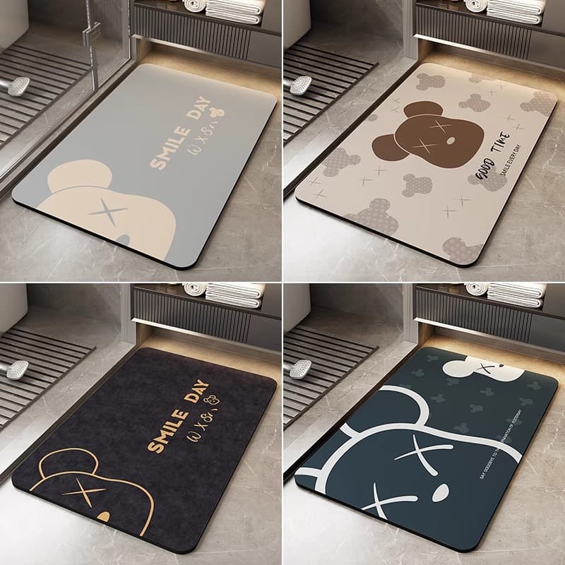 Bathroom Mat Toilet Entrance Anti-Slip Foot Pad Quick Dry Water Absorbent Silicon Dinosaur Cartoon Home Use Carpet