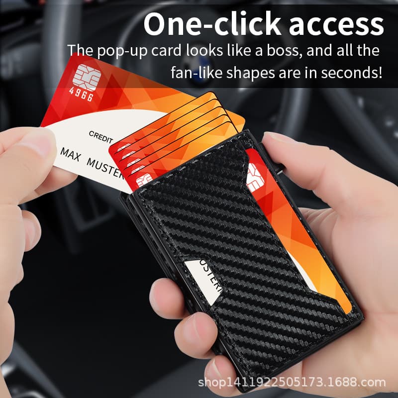 Carbon fiber men's simple metal card holder with wallet aluminum alloy card holder Amazon source anti-theft brush