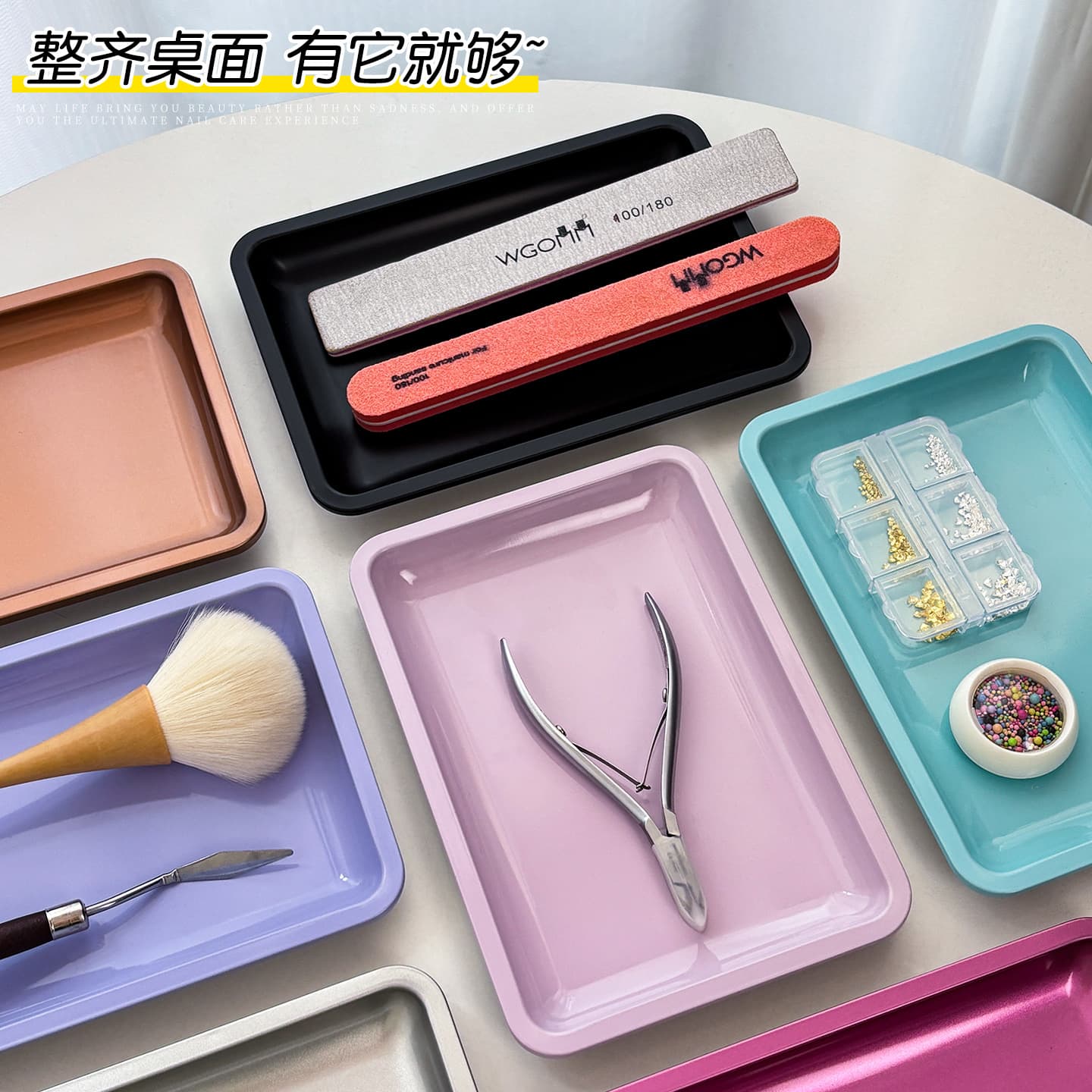 Nail salon special display disinfection storage tray stainless steel cosmetics manicure tools supplies square metal tray