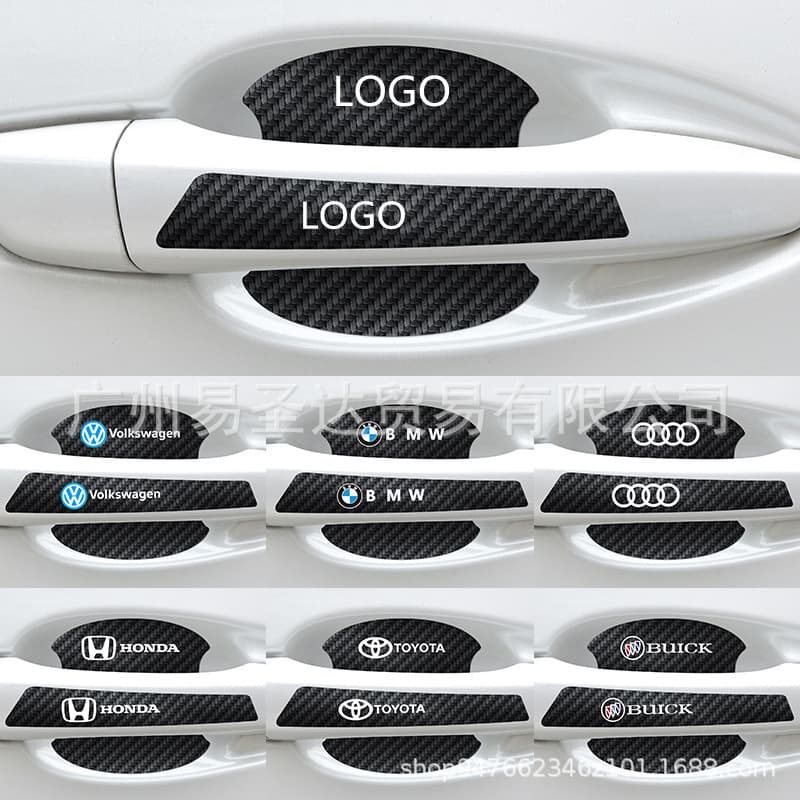 Car Carbon Fiber Door Bowl Protective Film Door Handle Sticker Luminous Anti-Scratch Handle Protection Anti-Scratch Door Bowl Protective Sticker
