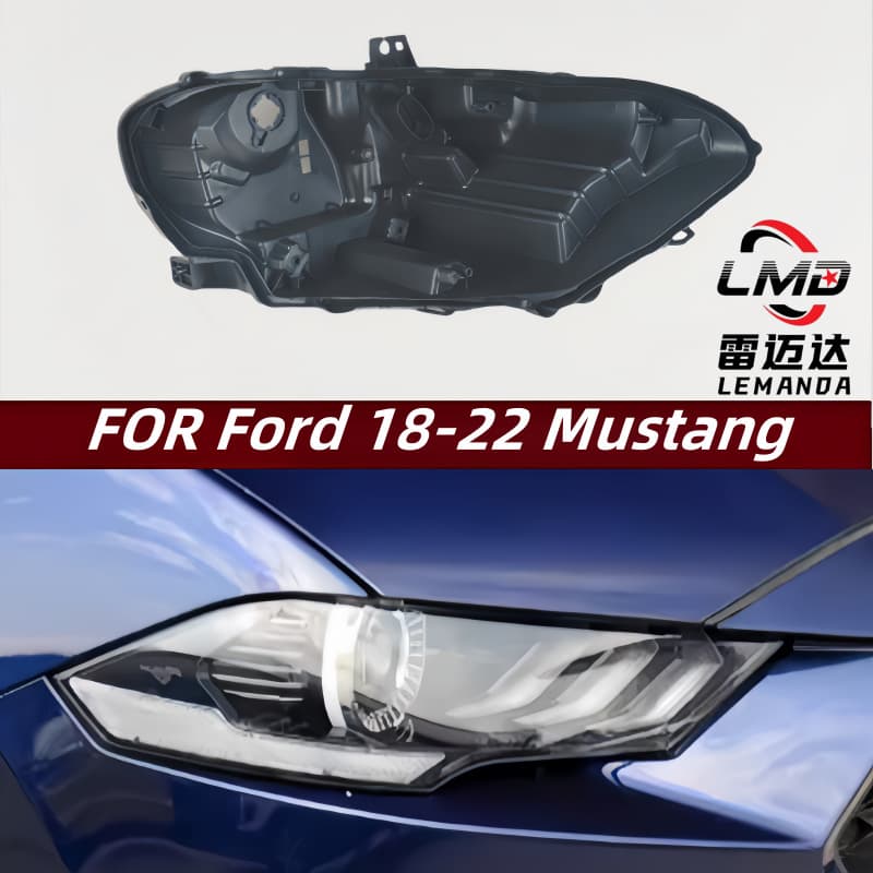 Suitable for 18-22 Ford Mustang headlight rear shell Mustang headlight rear shell bottom shell black plastic shell