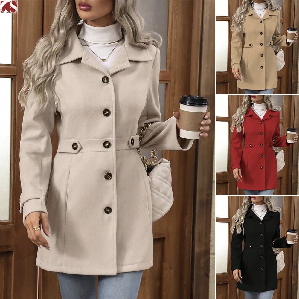 European and American Cross-border 2025 Autumn/Winter Foreign Trade Tiktok Lapel Women's Wool Suit Slim Fit Temperament Coat