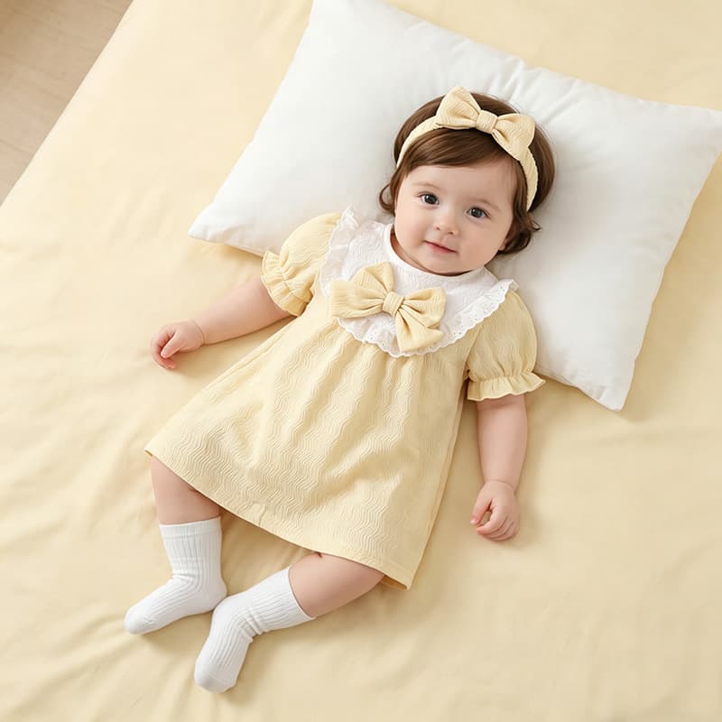Baby Skirt 2026 Summer Girls Dress Thin Children's Milk Silk Princess Dress Short Sleeve Newborn Skirt