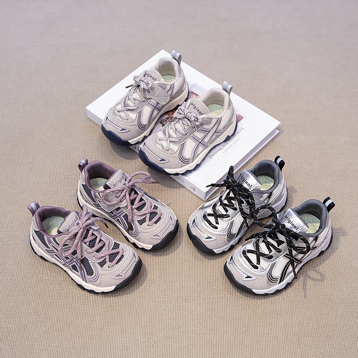 Kids Sports Shoes 2026 Summer/Autumn New Style Mesh Breathable Big Kids Boys Girls Outdoor Anti-Slip Lightweight Hiking Shoes