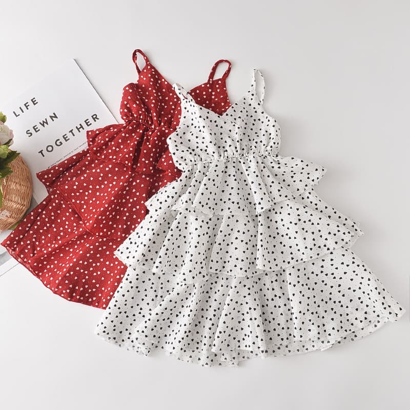 Girls' Fashionable Summer Dress, New Foreign Trade Chiffon Polka Dot Suspender Skirt, Children's Princess Dress, Trendy Cross-Border Hot