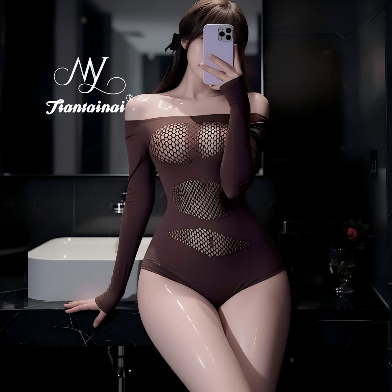 Sexy Lingerie Hollow Out Plus Size Mesh Set Pure Desire Style See-Through Top Women's Erotic Underwear
