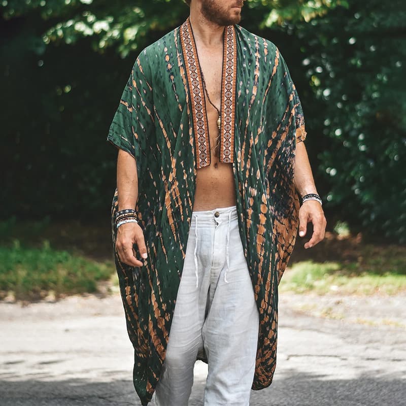2025 Summer New European and American Cross-border Men's Beach Sun Protection Shirt Casual Printed Shirt Fashion Cape Jacket